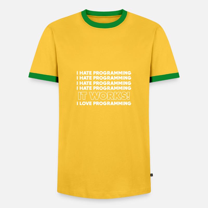 Ich hasse Programmierung Programmierer Geschenk - Männer Kontrast-T-Shirt - Gelb/Grün