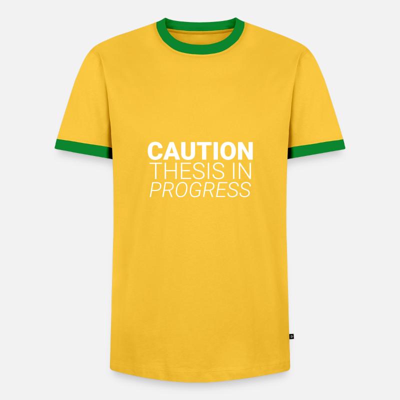 Caution Thesis In Progress - Men's Ringer Shirt - yellow/green