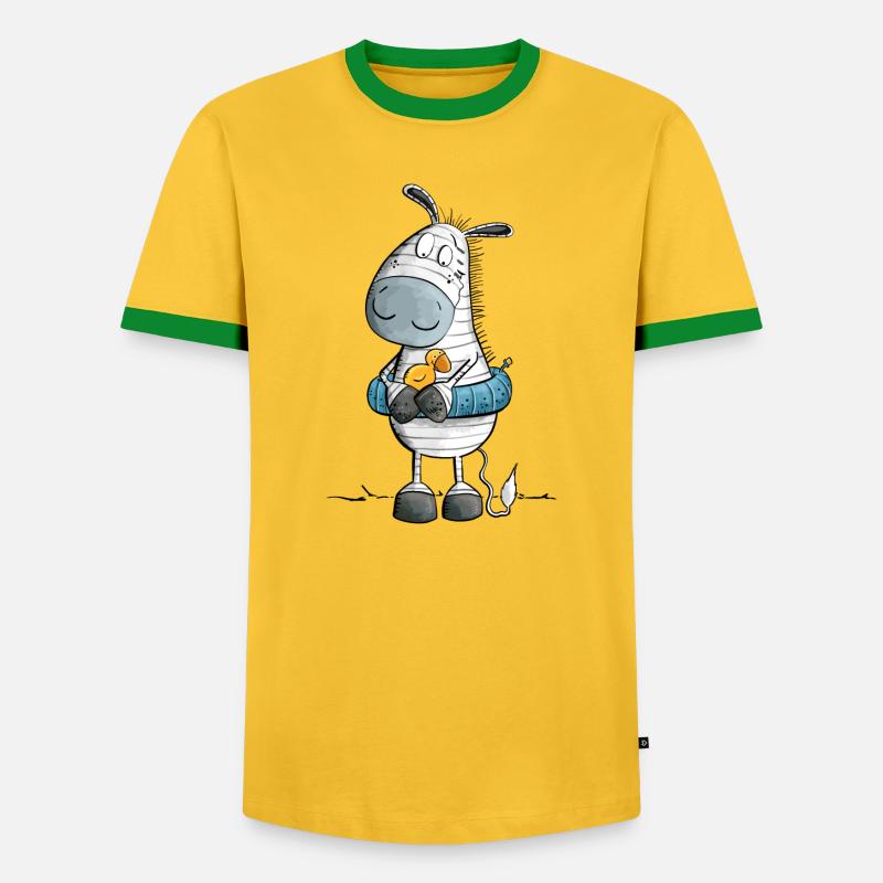 Zebra Summer Beach Float - Men's Ringer Shirt - yellow/green 