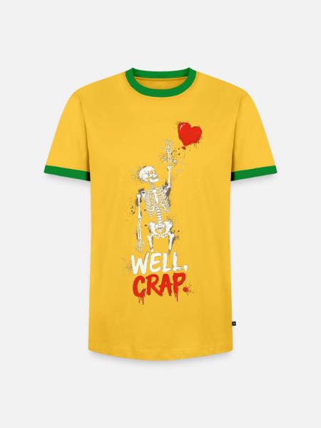 Skelettherz Brunnen Mist. - Männer Kontrast-T-Shirt - Gelb/Grün