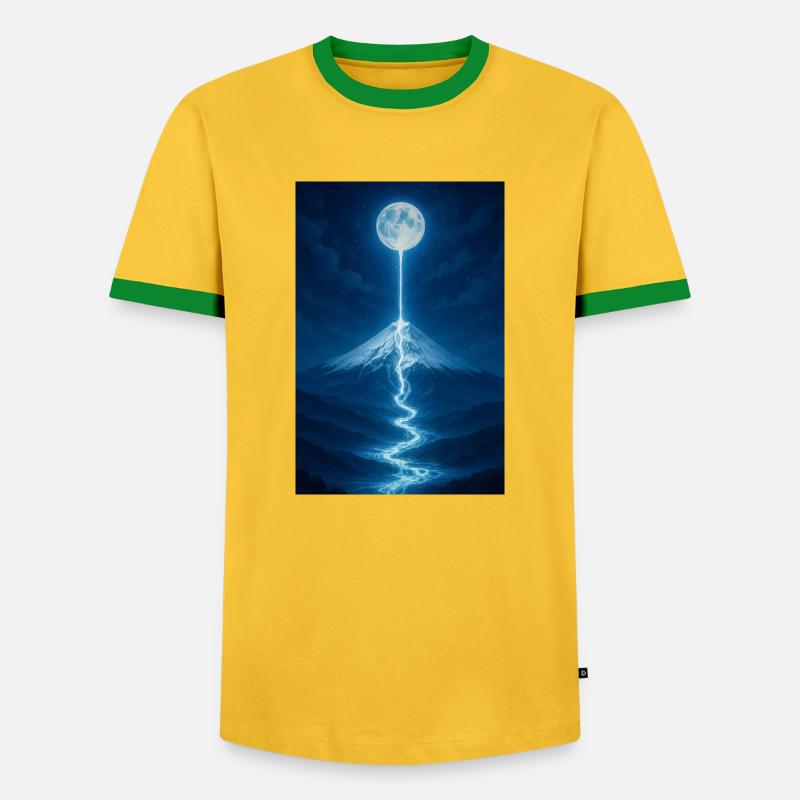Lunar River Flowing Down - Men's Ringer Shirt - yellow/green 