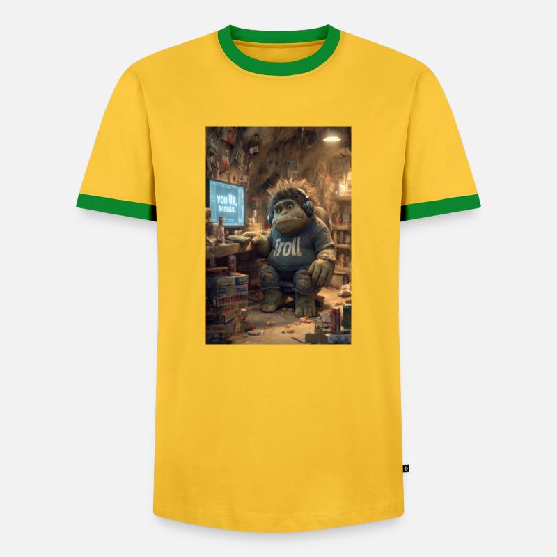Internet-Troll wird gesperrt - Männer Kontrast-T-Shirt - Gelb/Grün