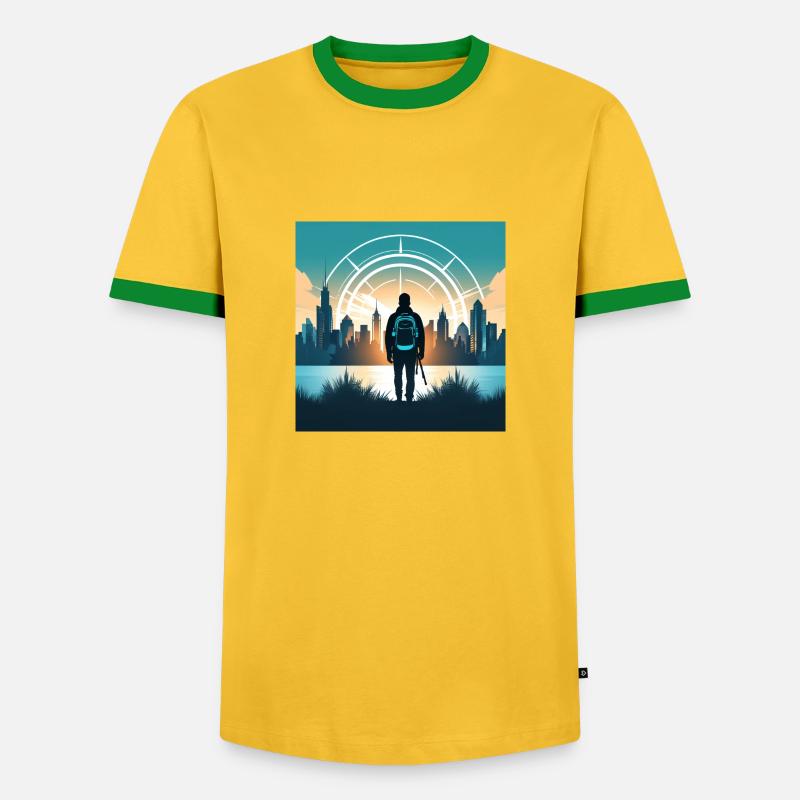 Urban Explorer's Abode - Männer Kontrast-T-Shirt - Gelb/Grün