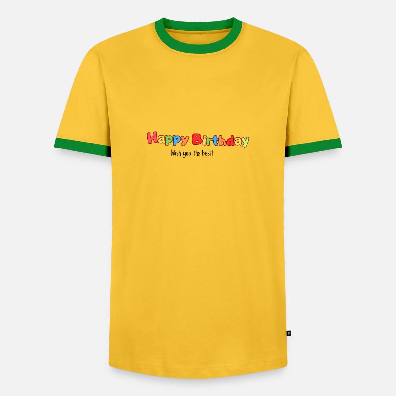 Happy Birthday - Men's Ringer Shirt - yellow/green 
