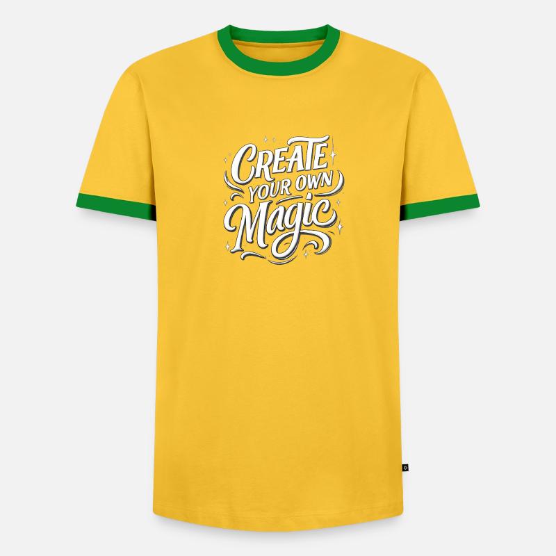 Create Your Own Magic Text - Men's Ringer Shirt - yellow/green