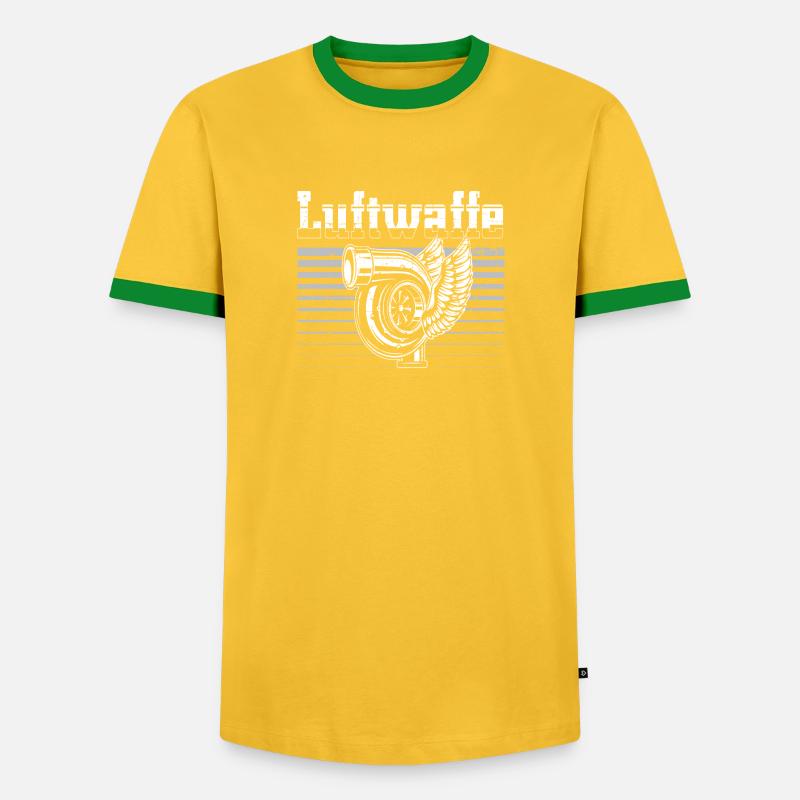 Luftwaffe - Männer Kontrast-T-Shirt - Gelb/Grün