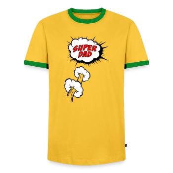 Super-Papa - Männer Kontrast-T-Shirt - Gelb/Grün  - Vorne - AI Model Female 172 light (172cm) & AI Model Male 178 dark (178cm)