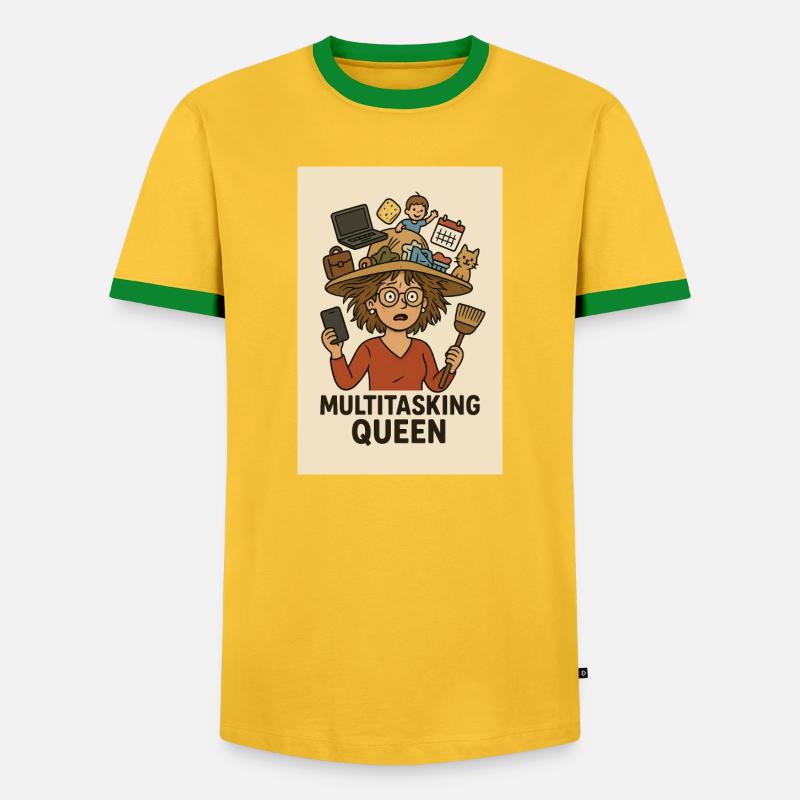 Multitasking Queen - Männer Kontrast-T-Shirt - Gelb/Grün 