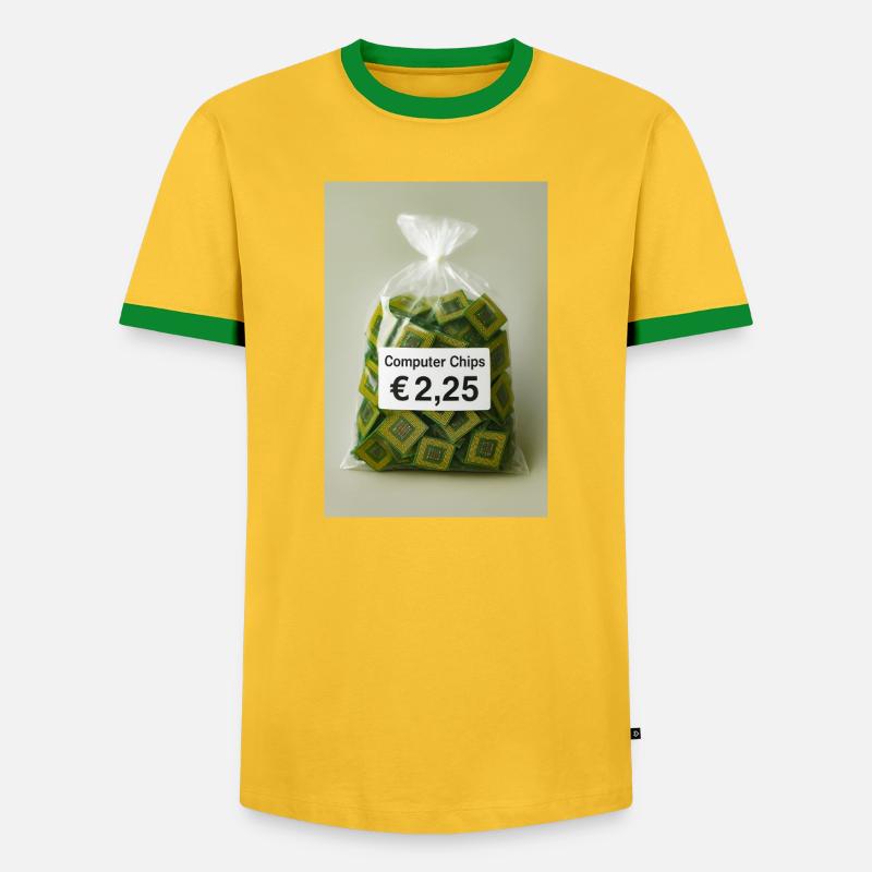 Computer chips price label - Men's Ringer Shirt - yellow/green 