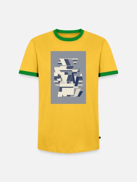 Blue Robot Warrior - Men's Ringer Shirt - yellow/green 
