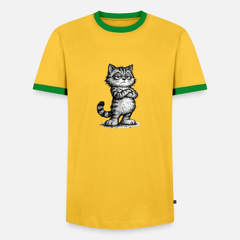 Grumpy Katze – Chef Vibes (Sketch Attitude) - Männer Kontrast-T-Shirt - Gelb/Grün 