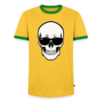 Squelette avec lunettes de soleil en monochrome - T-shirt contrasté Homme - jaune/vert  - Devant - AI Model Female 172 light (172cm) & AI Model Male 178 dark (178cm)