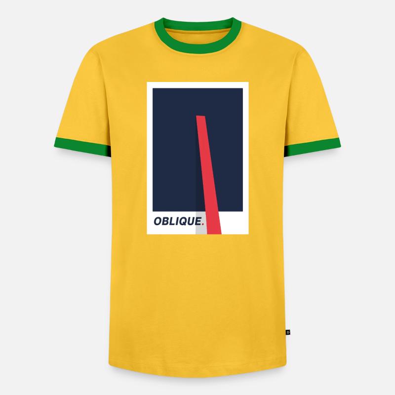 Oblique. Modern Typography Statement - Men's Ringer Shirt - yellow/green