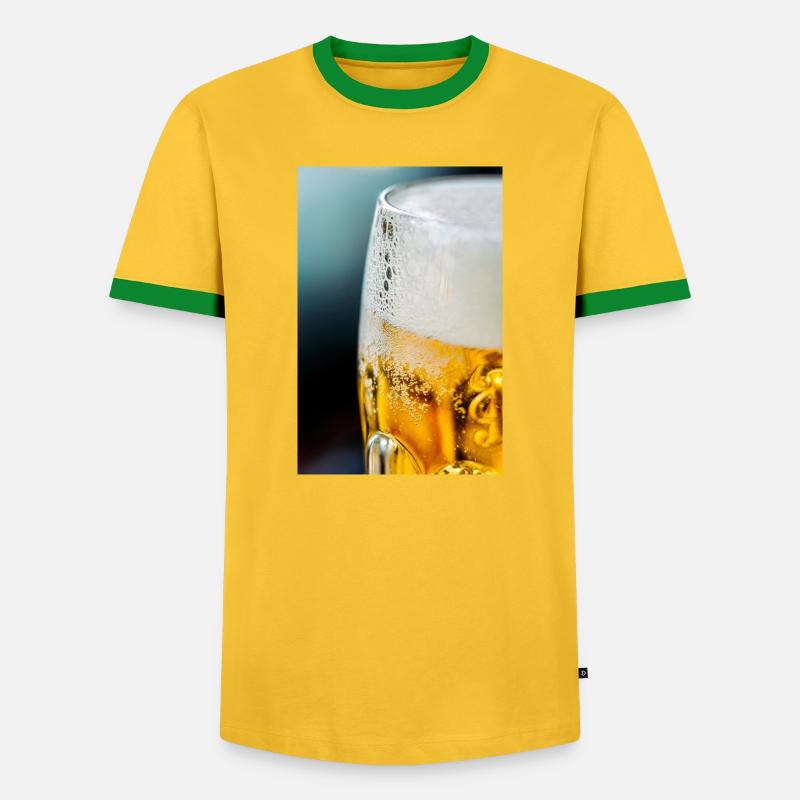 Light Gold Beer Glass Pattern - Men's Ringer Shirt - yellow/green