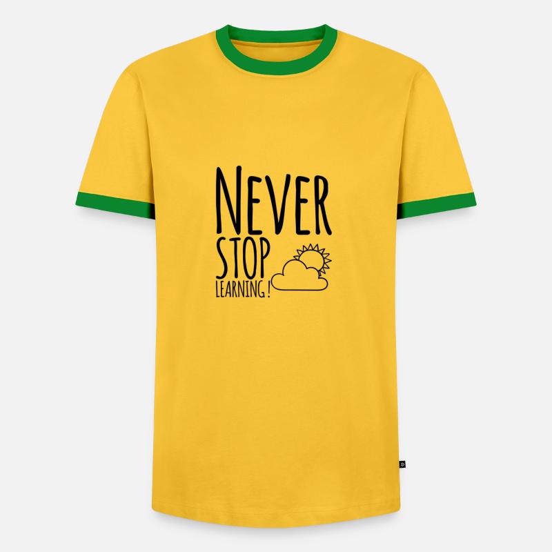 Never STOP Learning! - Men's Ringer Shirt - yellow/green 