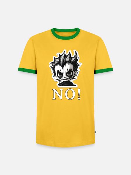 Punk Schädel Mohawk NO - NEIN - Männer Kontrast-T-Shirt - Gelb/Grün