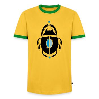 Skarabaeus Glückskäfer - Männer Kontrast-T-Shirt - Gelb/Grün  - Vorne - AI Model Female 172 light (172cm) & AI Model Male 178 dark (178cm)