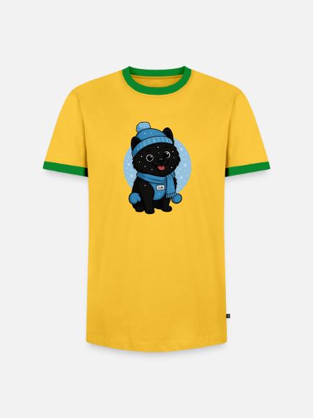 Cuddly Dog Winter Magic - Men's Ringer Shirt - yellow/green 