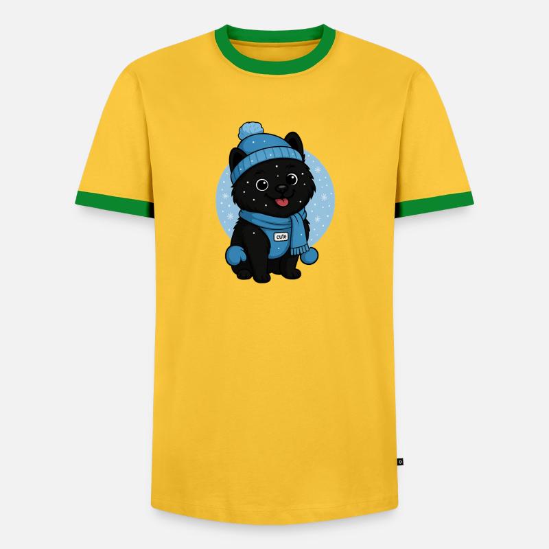 Cuddly Dog Winter Magic - Men's Ringer Shirt - yellow/green 