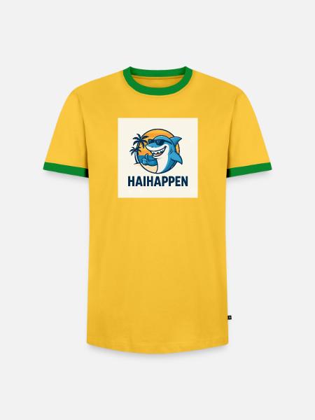 HaiHappen Strandshark Sonnenbrille - Männer Kontrast-T-Shirt - Gelb/Grün 