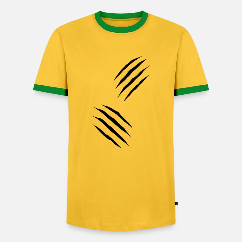 Two_Claws - Männer Kontrast-T-Shirt - Gelb/Grün