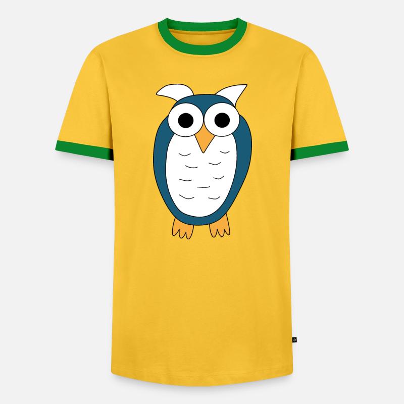 Eule blaue Eule - Männer Kontrast-T-Shirt - Gelb/Grün