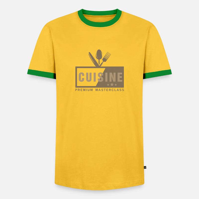 Cuisine Premium Masterclass - Männer Kontrast-T-Shirt - Gelb/Grün 
