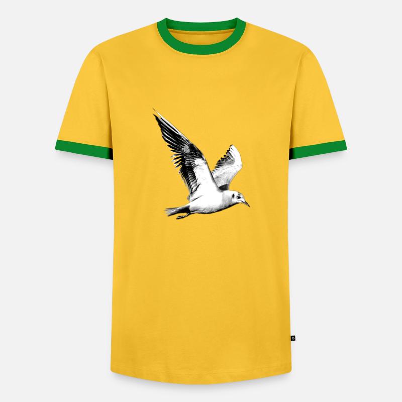 Möwe - Männer Kontrast-T-Shirt - Gelb/Grün 