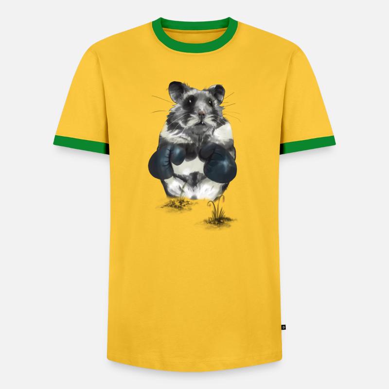 Kampfgeist Hamster im Boxring - Männer Kontrast-T-Shirt - Gelb/Grün 