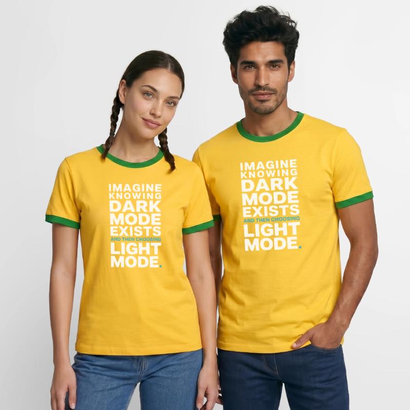 Dark Mode Exists Programmer IT Nerd Coder Office Men's Ringer Shirt