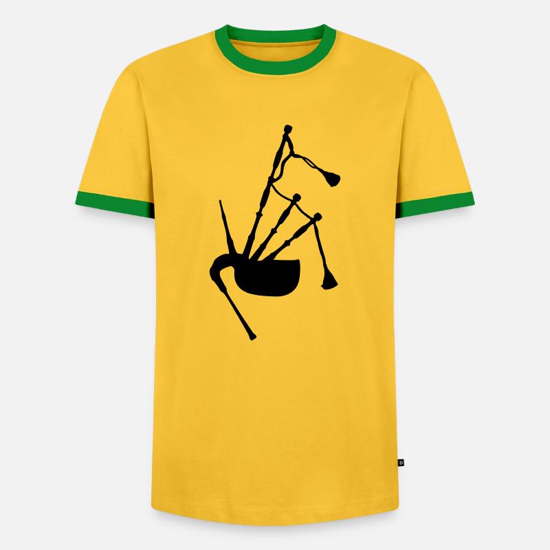 Bagpipe Vector - Männer Kontrast-T-Shirt - Gelb/Grün 
