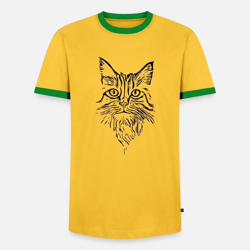 Cat - vector - Men's Ringer Shirt - yellow/green 