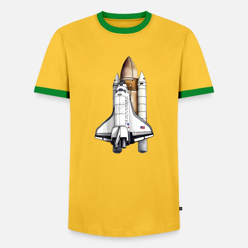 Space Shuttle beim Start - Männer Kontrast-T-Shirt - Gelb/Grün 