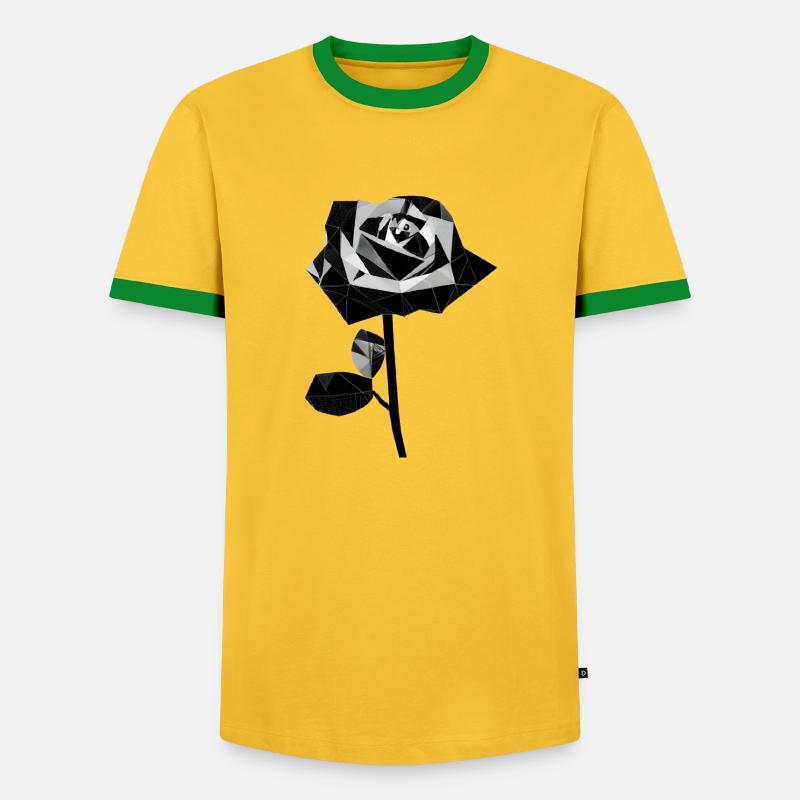 Polygone schwarze Rose - Männer Kontrast-T-Shirt - Gelb/Grün 