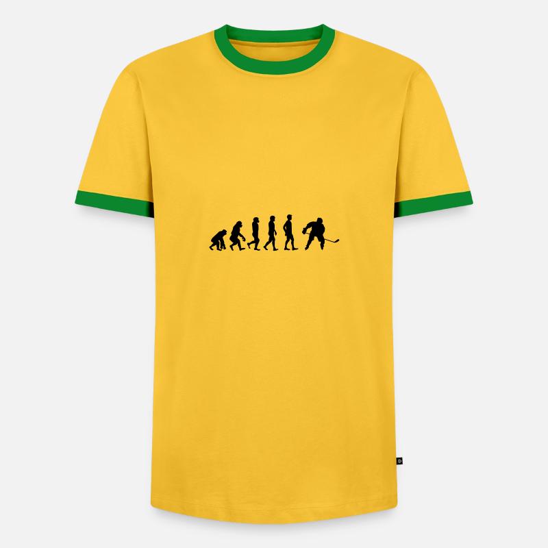 Evolution Eishockey | Evolution Ice hockey - Männer Kontrast-T-Shirt - Gelb/Grün 