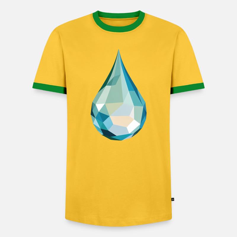 Wassertropfen - Cooles Low Poly Logo - Männer Kontrast-T-Shirt - Gelb/Grün 