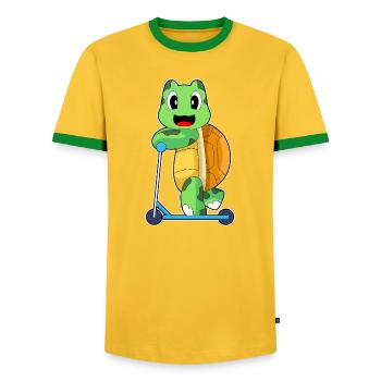 Scooter tortue - T-shirt contrasté Homme - jaune/vert  - Devant - AI Model Female 172 light (172cm) & AI Model Male 178 dark (178cm)