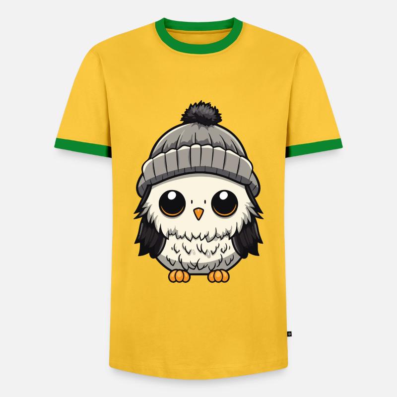 Owl Winter Comic - Men's Ringer Shirt - yellow/green