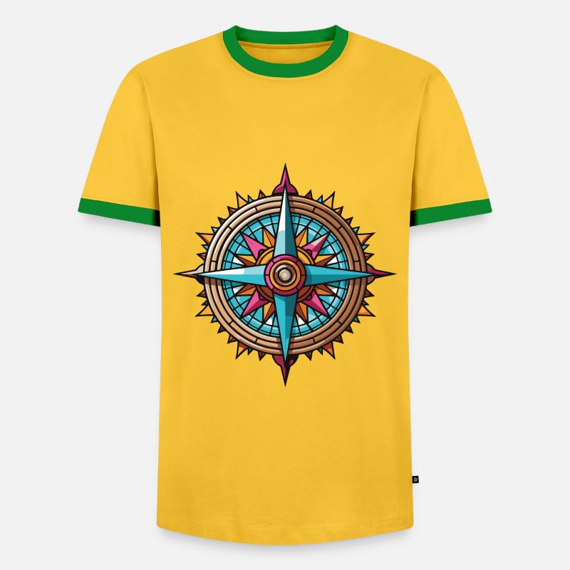 Compass Symbol - Men's Ringer Shirt - yellow/green 
