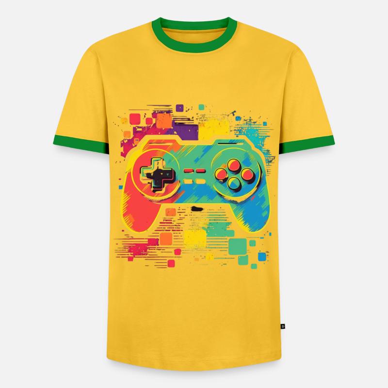 Retro Console - Men's Ringer Shirt - yellow/green