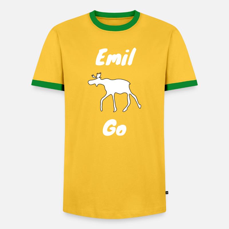 Emil der Elch withe - Männer Kontrast-T-Shirt - Gelb/Grün 