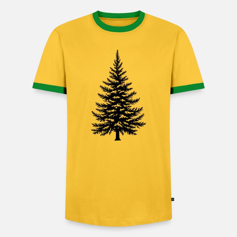 Tree Spruce Fir Conifer Vector - Men's Ringer Shirt - yellow/green