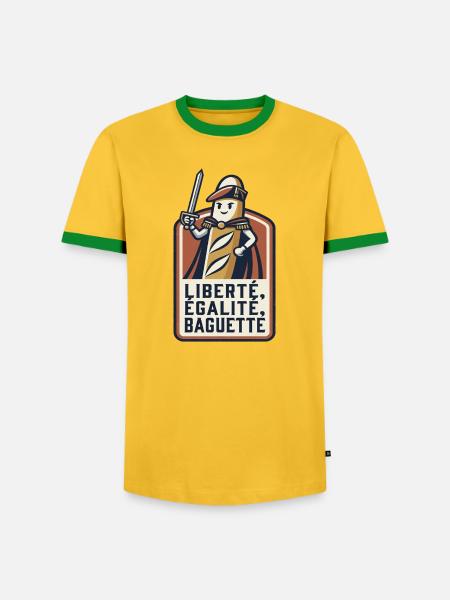La baguette patriote 🇫🇷 - T-shirt contrasté Homme - jaune/vert