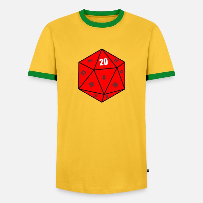 D20 terning - Herre kontrast-T-shirt - gul/grøn 