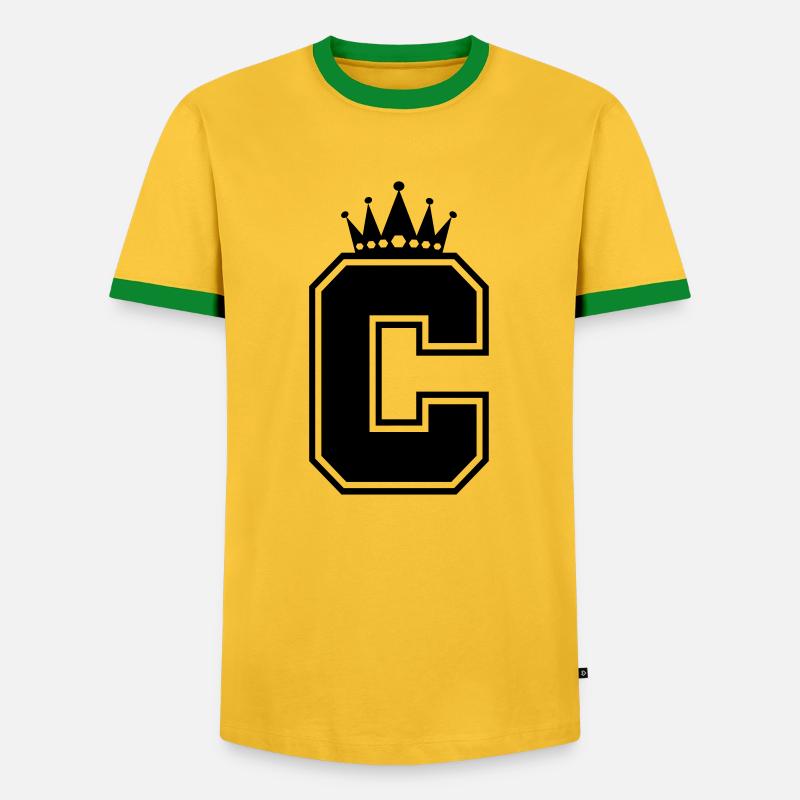 letter C crown - Men's Ringer Shirt - yellow/green