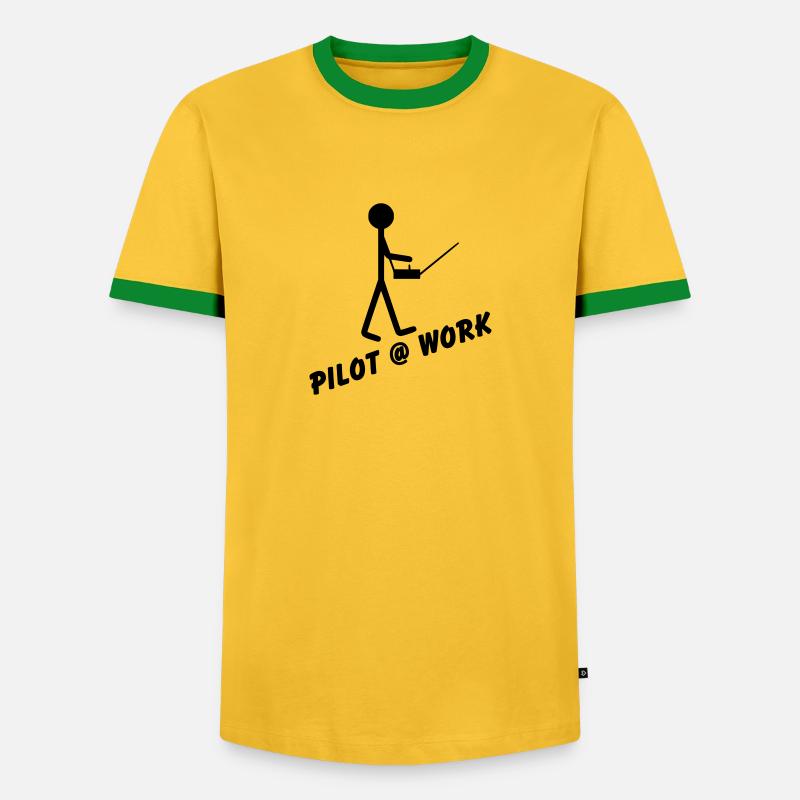 Pilot @ Work - Männer Kontrast-T-Shirt - Gelb/Grün 