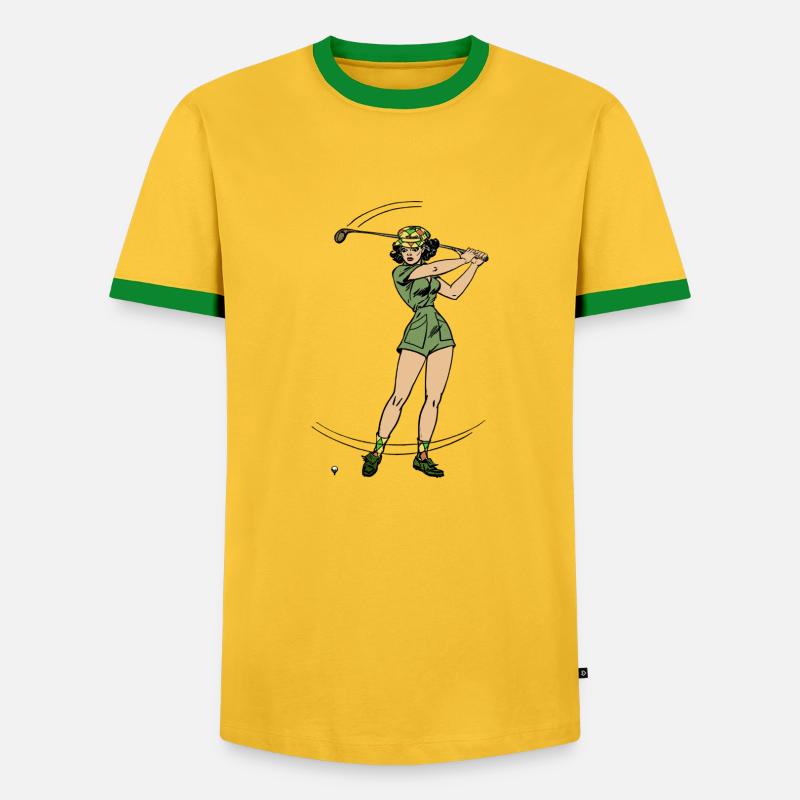 Golf player - Men's Ringer Shirt - yellow/green 