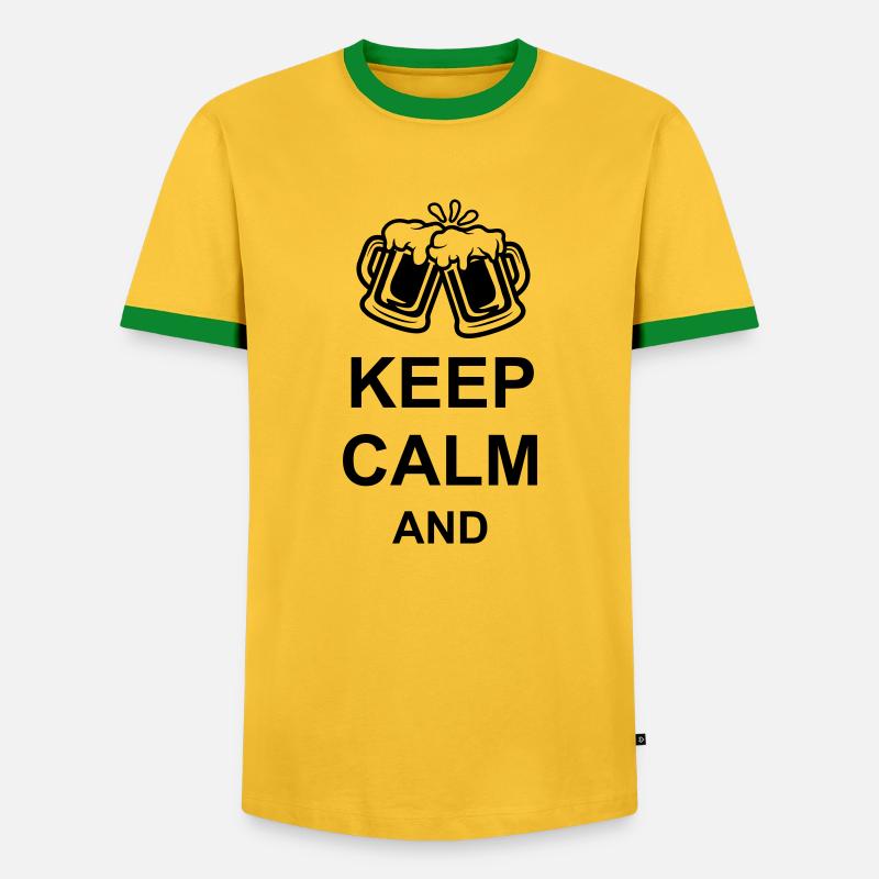 Bier Keep Calm Text - Männer Kontrast-T-Shirt - Gelb/Grün 