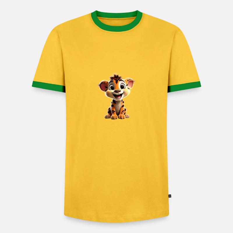 Merry Lion Cub - Men's Ringer Shirt - yellow/green