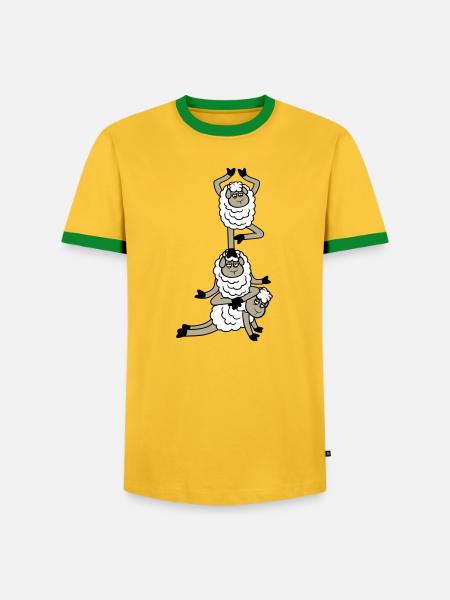Tired_Sad_Sleepy_Sheep_Yoga_Meditating_5 - Men's Ringer Shirt - yellow/green
